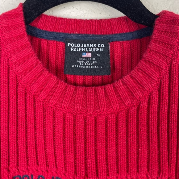 Ralph Lauren Polo Jeans Co. Ribbed American Flag Sweater Size Medium - Picture 2 of 6